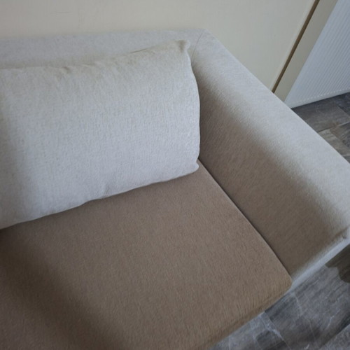 Living room sofa 3-seater brown beige