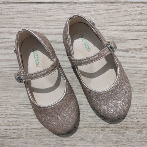 Crocodilino ballerinas anatomical size 22 like new, gold glitter