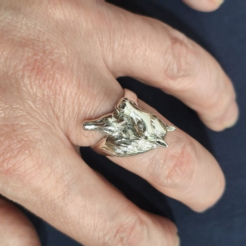 Unisex Silver Ring with 4 Diamonds Like New