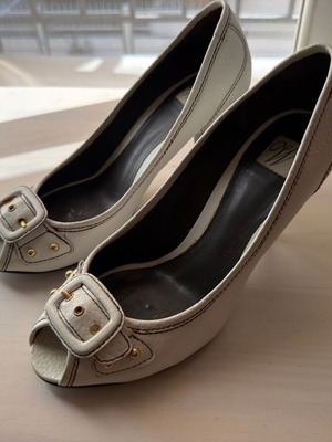 Γόβες Peep-Toe Migato Δερμάτινες Λευκές Νούμερο 38 Σαν καινούργιο