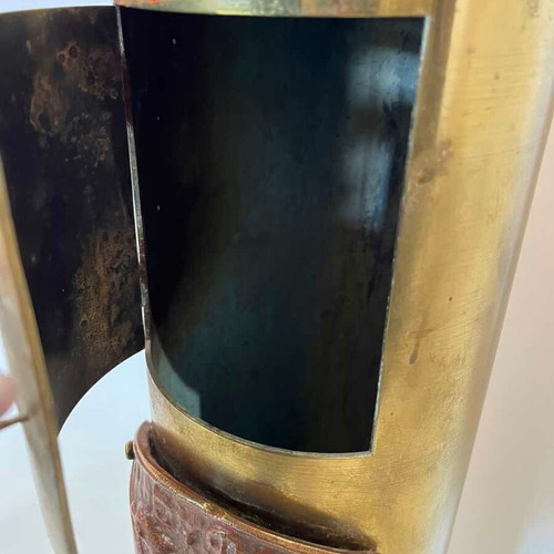 Antique brass handmade floor ashtray from shell with emblem 52x13