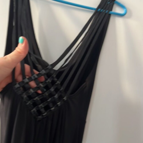Black dress size S like new with draped neckline and back design