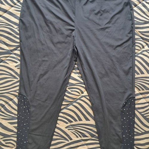 Shein black plus size leggings like new with mesh and rhinestones