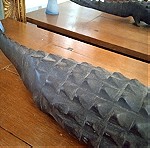  Διακοσμητικός ξύλινος κροκόδειλος. Μεγάλος. Σκούρος. Από Αφρική του 70
