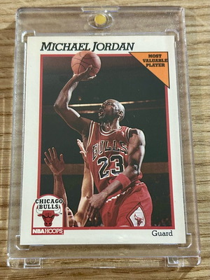 Κάρτα Michael Jordan Chicago Bulls NBA Hoops 1991 μεταχειρισμένη σε ακρυλική θήκη