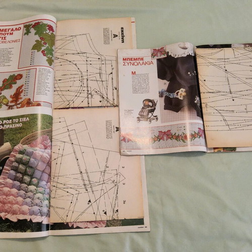 Ekeini magazines used with embroidery and knitting ideas