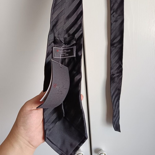 Tie set with cufflinks and handkerchief, new, black satin