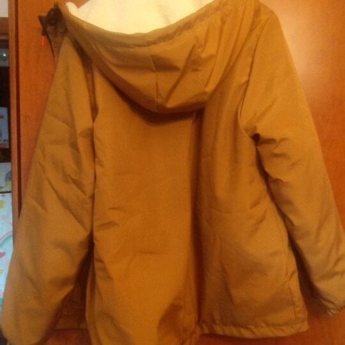 Brown waterproof jacket with lining and hood like new, XXL