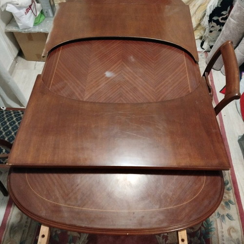 Dining table set used with 6 chairs extendable wooden