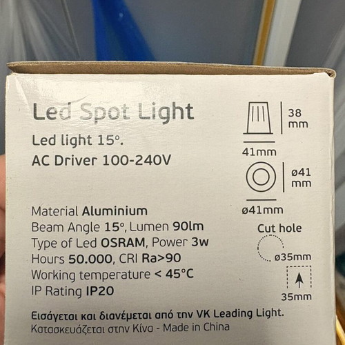 Led spot light 3W 4000K 90 lumen black new