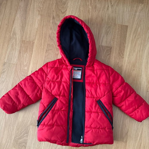 Zippy puffer jacket used 12-18 months red with fleece lining