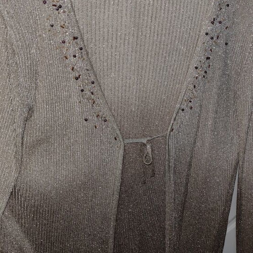 Women's cardigan like new with beige to brown ombre effect and silver thread