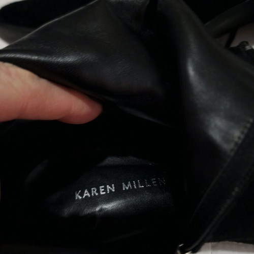 Karen Millen London black suede leather tassel ankle boots like new, size 38