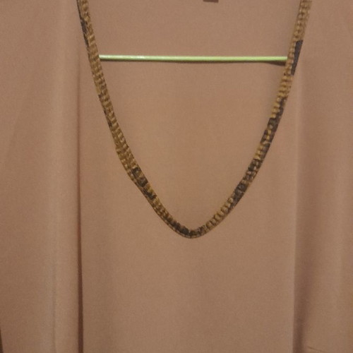 Women's jersey blouse used, pleated brown sleeve cuffs, size XL