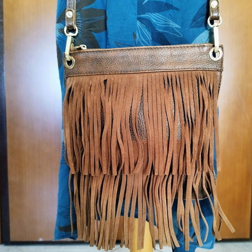 Senso Di Lusso Boho leather crossbody shoulder bag, brown