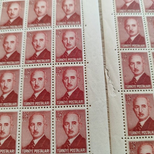 Vintage Turkish Stamps featuring İsmet İnönü 5 sheets used