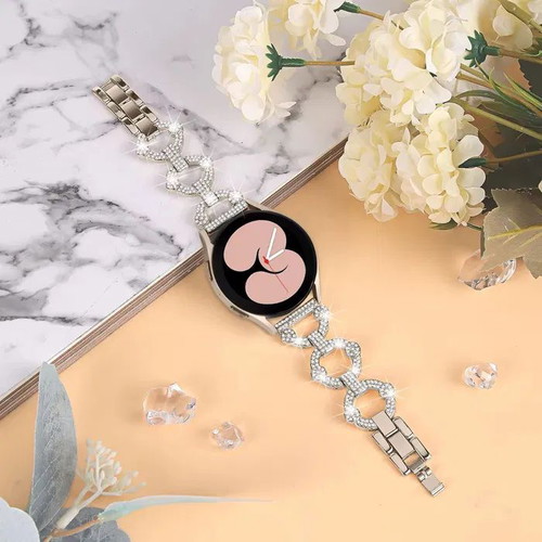 Crystal Ring Stainless Steel Watch Strap for Samsung Huawei Amazfit Garmin