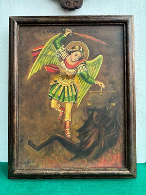 Archangel Michael painting used on canvas 2017