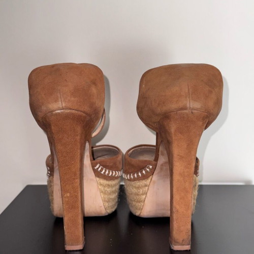 Zara espadrille sandals used, brown tan, size 39