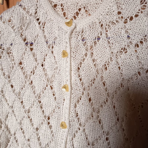 Handmade knitted children's cardigan white used, age 10