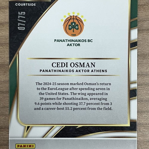 2025-26 Panini Select Euroleague Basketball Card Cedi Osman like new