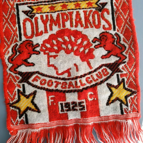 Retro Olympiakos Fan Scarf used "Red Lions" - Thrylos Ultras