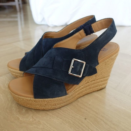 Ugg Australia Platform Sandals New, Blue Suede Espadrille