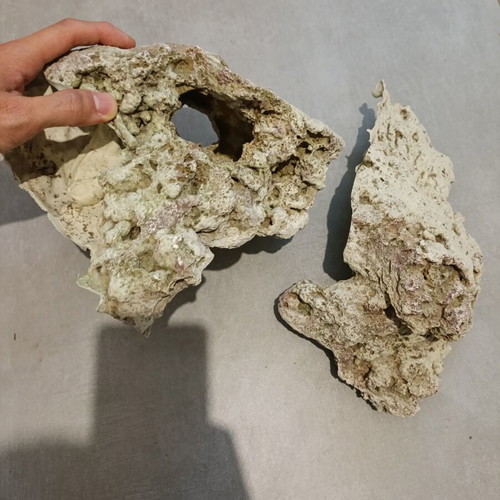 Artificial aquarium rock like new, two large pieces with holes