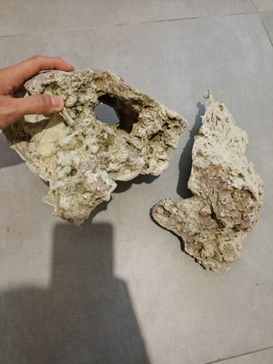 Artificial aquarium rock like new, two large pieces with holes