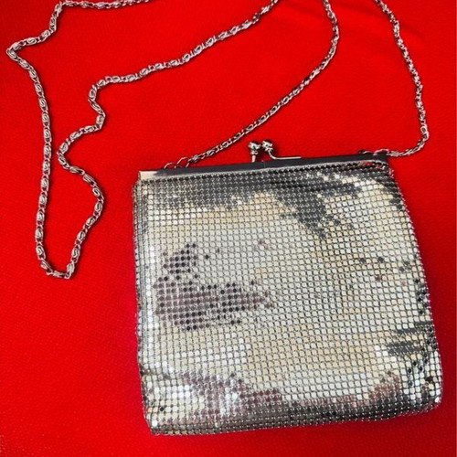 Vintage Scheilan silver evening crossbody bag like new with strass