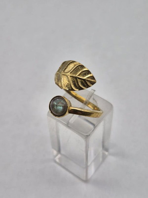 Labradorite Brass Adjustable Ring for Women