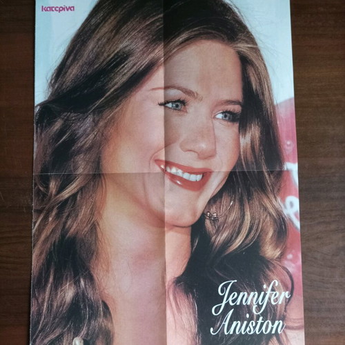 Double-sided poster with Jennifer Aniston, Beyonce, Sakis Rouvas like new