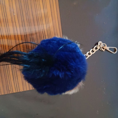 Soft owl keychain used, blue and purple