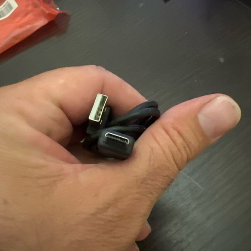 USB to Micro-USB Charging and Data Cable used, black