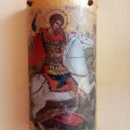 Saint George Handmade Decoupage Picture on Tile, New
