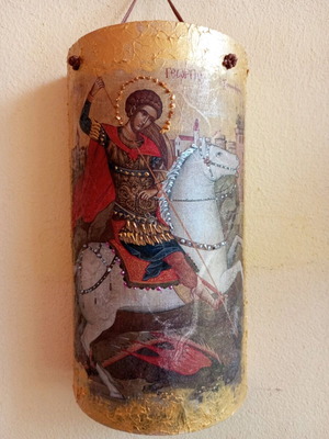 Saint George Handmade Decoupage Picture on Tile, New