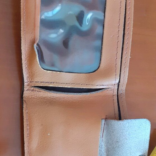 Leather wallet used, beige with 2 slots and coin pocket