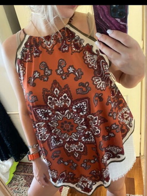 Μπλούζα Zara boho πορτοκαλί με tribal σχέδια, new, small
