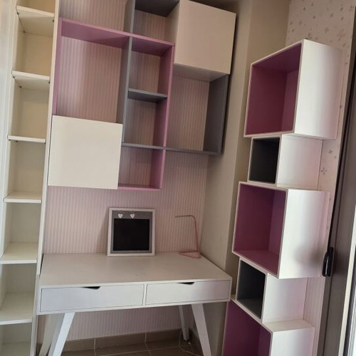 Desk and bookshelf set for children's room
