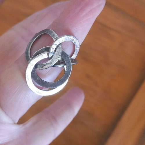 Silver handmade ring with rings