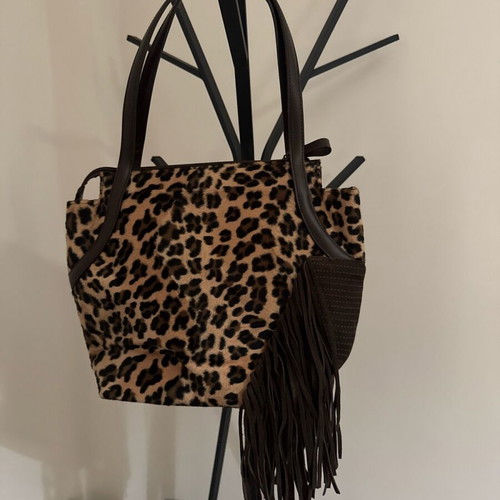 Martissima by Marta shoulder bag leopard print like new with fringes