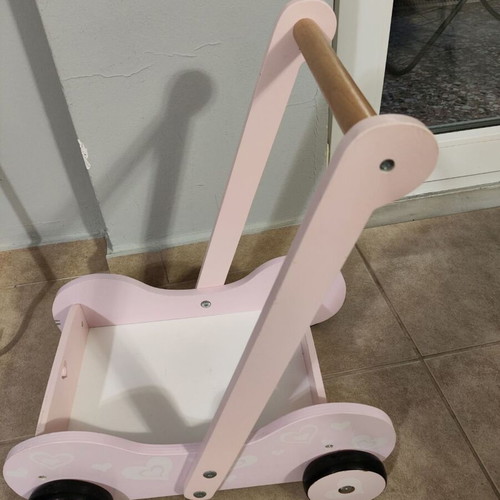 Wooden baby walker with 31 puzzle pieces