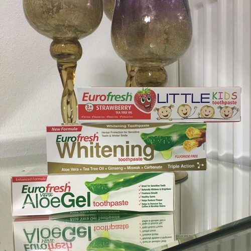 Eurofresh Toothpaste Set New, Aloe Vera Gel, Whitening, Kids Strawberry