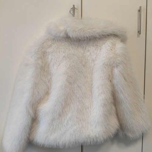 White Faux Fur Jacket size Large like new