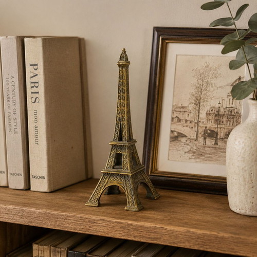 Vintage Eiffel Tower figure Paris France gold finish circa 1950–1970
