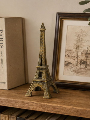 Vintage Eiffel Tower figure Paris France gold finish circa 1950–1970