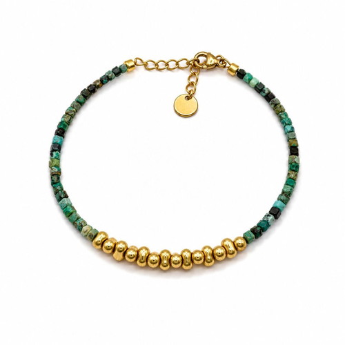 African Turquoise Beads Bracelet, Adjustable Size