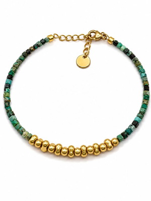 African Turquoise Beads Bracelet, Adjustable Size