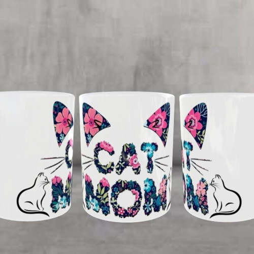 Ceramic white mug 325 ml Cat Mom new