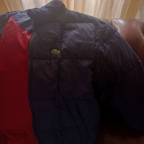 Lacoste down jacket used, size S, blue with hood